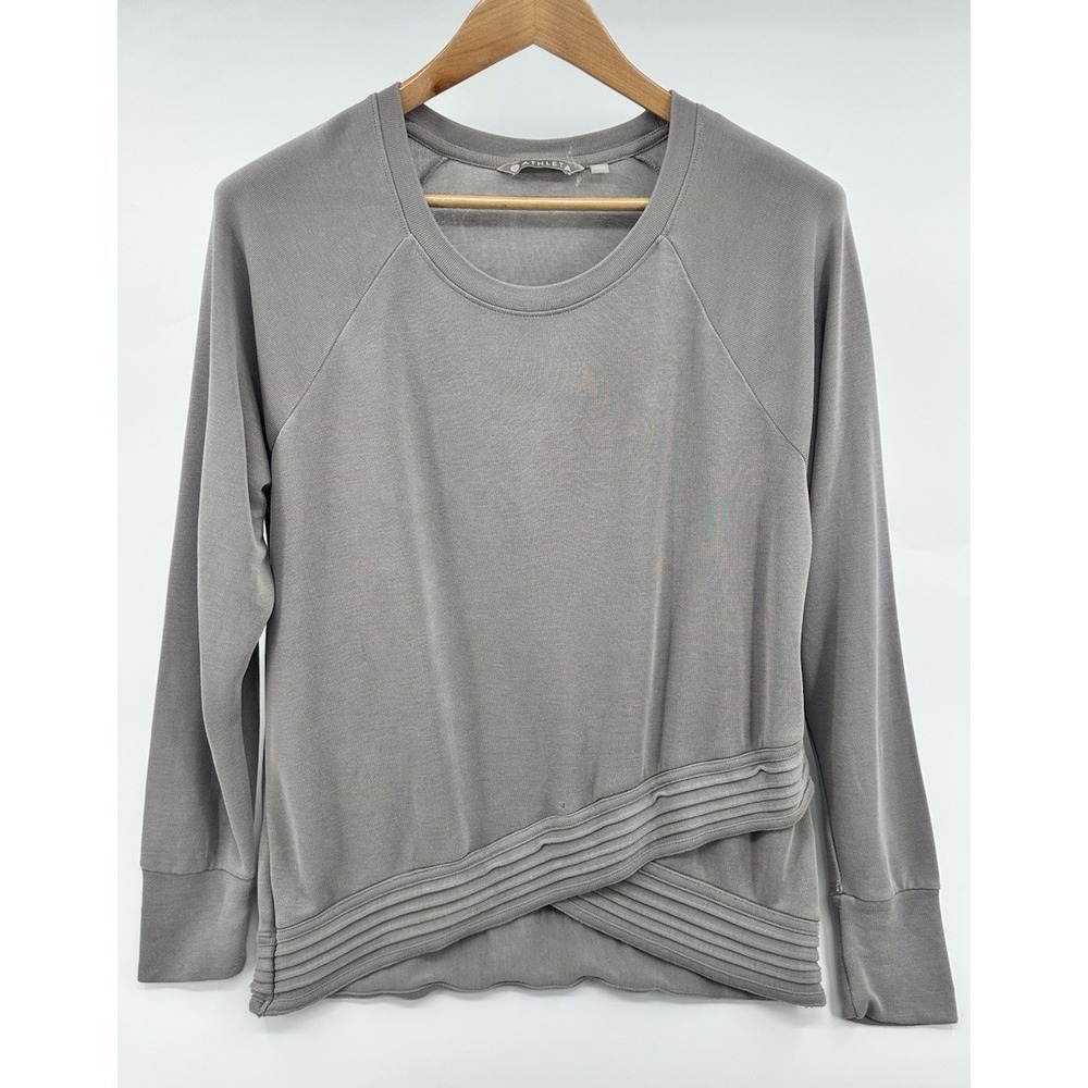 Athleta Serenity Womens Size L Criss Cross Modal Sweatshirt Gray Pullover